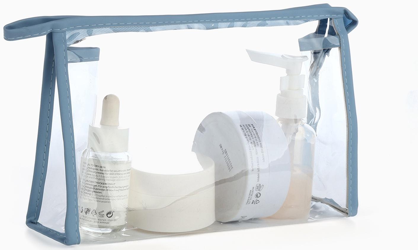 Набор простых косметичек на молниях 2 в 1, с принтом «Мраморная текстура», голубой