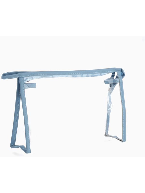 Набор простых косметичек на молниях 2 в 1, с принтом «Мраморная текстура», голубой