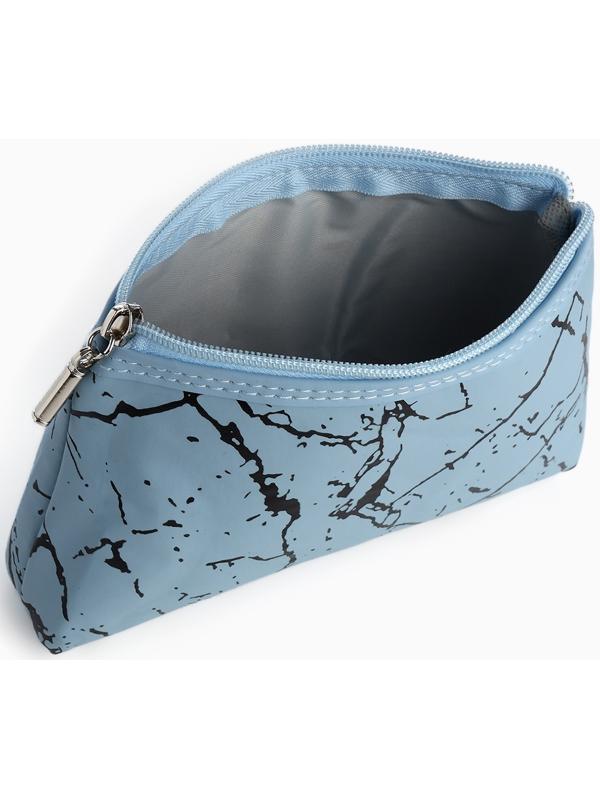Набор простых косметичек на молниях 2 в 1, с принтом «Мраморная текстура», голубой