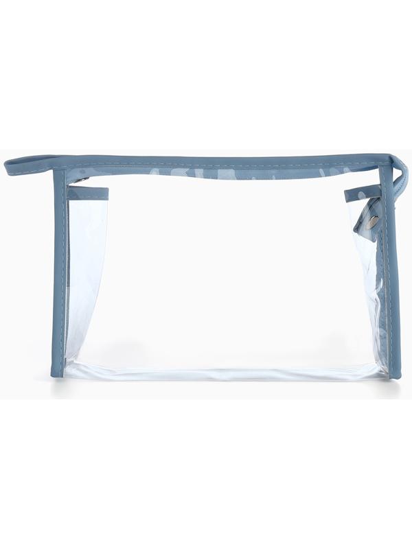 Набор простых косметичек на молниях 2 в 1, с принтом «Мраморная текстура», голубой