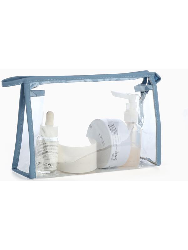 Набор простых косметичек на молниях 2 в 1, с принтом «Мраморная текстура», голубой