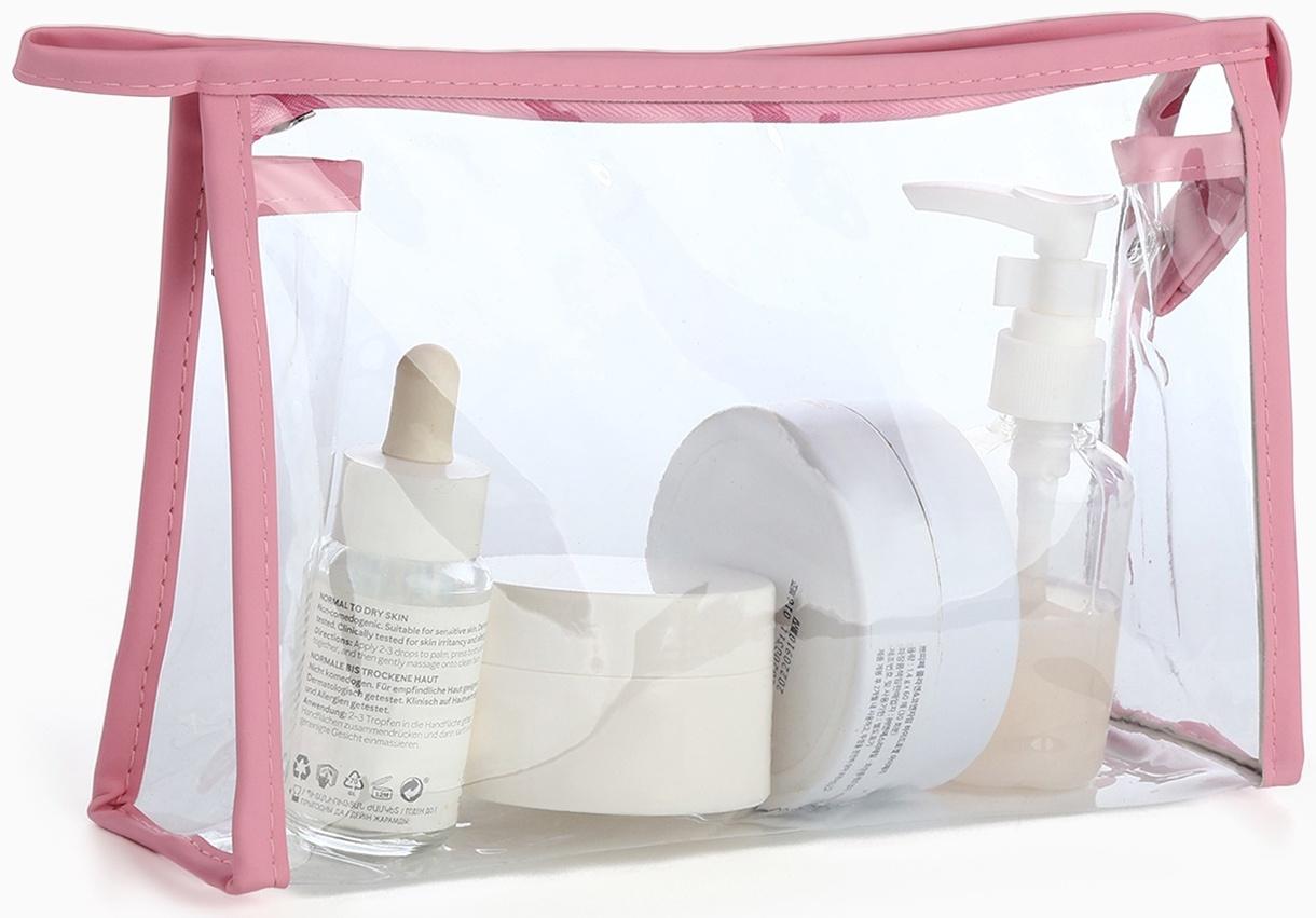 Набор простых косметичек на молниях 2 в 1, с принтом «Мраморная текстура», розовый