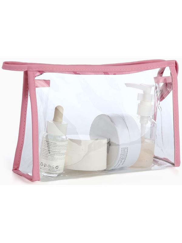 Набор простых косметичек на молниях 2 в 1, с принтом «Мраморная текстура», розовый