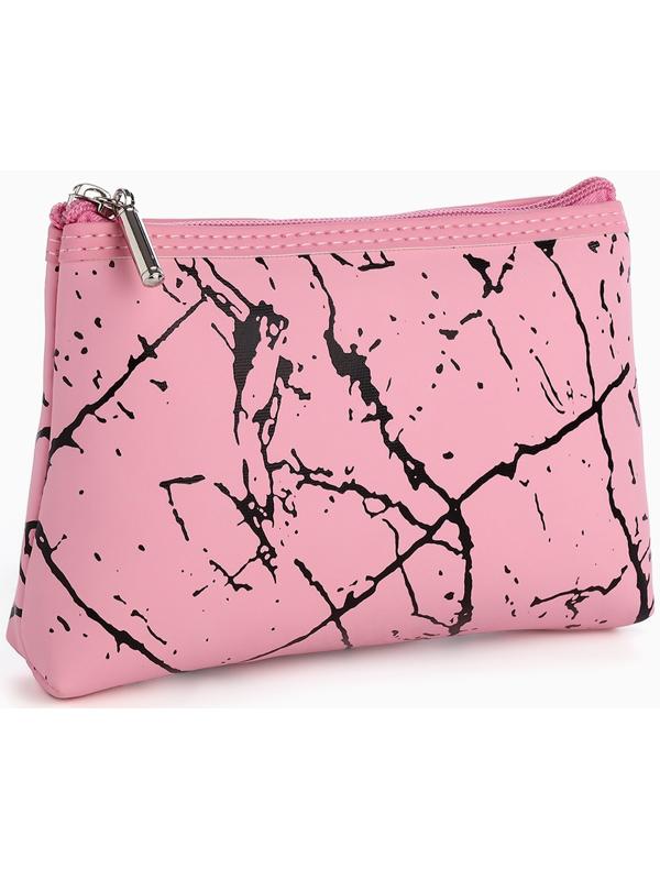 Набор простых косметичек на молниях 2 в 1, с принтом «Мраморная текстура», розовый