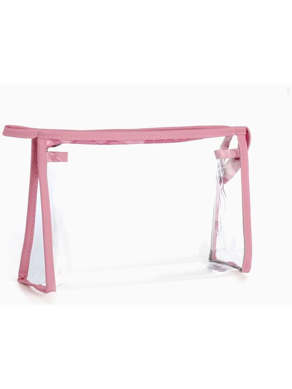 Набор простых косметичек на молниях 2 в 1, с принтом «Мраморная текстура», розовый