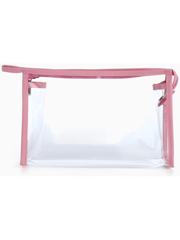 Набор простых косметичек на молниях 2 в 1, с принтом «Мраморная текстура», розовый