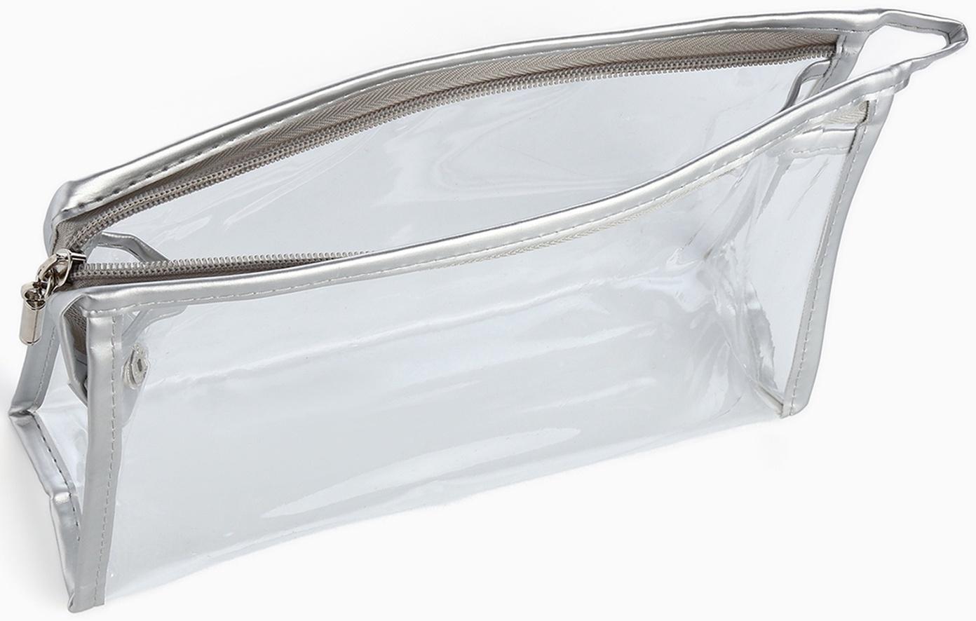 Набор простых косметичек на молниях 2 в 1, с принтом «Мраморная текстура», серебристый