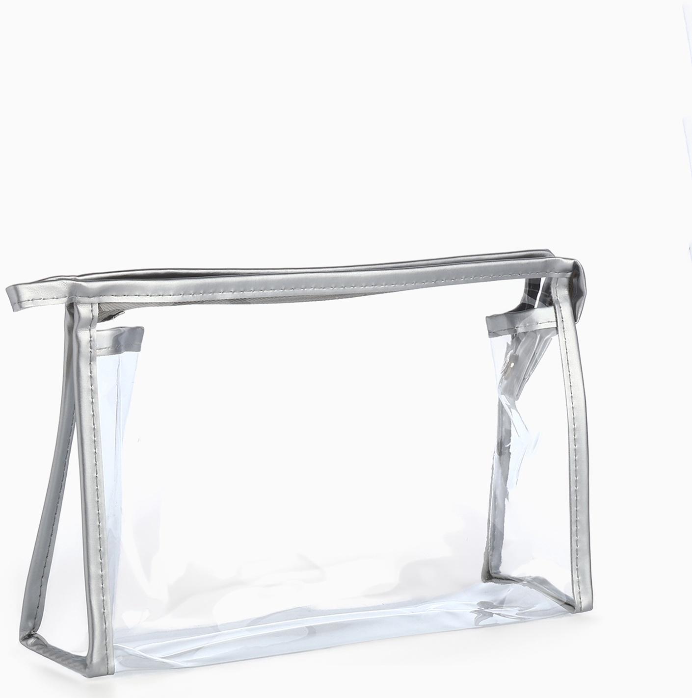 Набор простых косметичек на молниях 2 в 1, с принтом «Мраморная текстура», серебристый