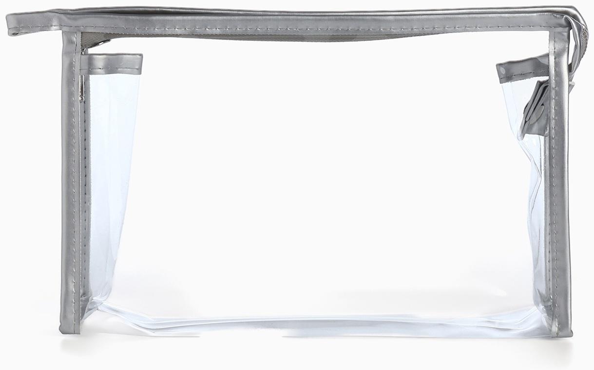 Набор простых косметичек на молниях 2 в 1, с принтом «Мраморная текстура», серебристый