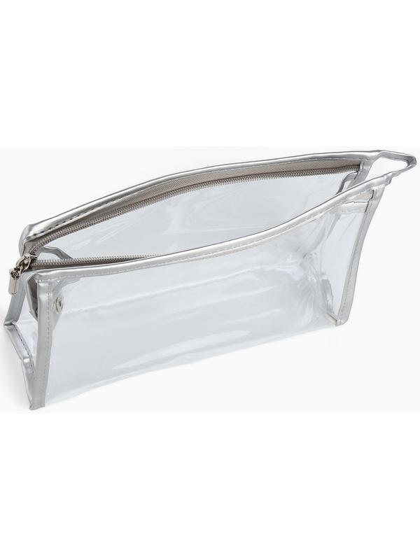 Набор простых косметичек на молниях 2 в 1, с принтом «Мраморная текстура», серебристый