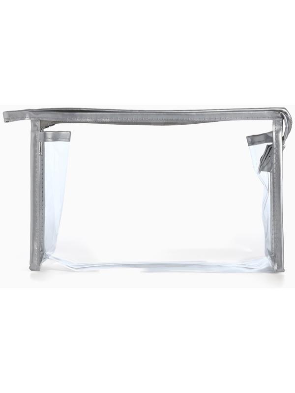 Набор простых косметичек на молниях 2 в 1, с принтом «Мраморная текстура», серебристый