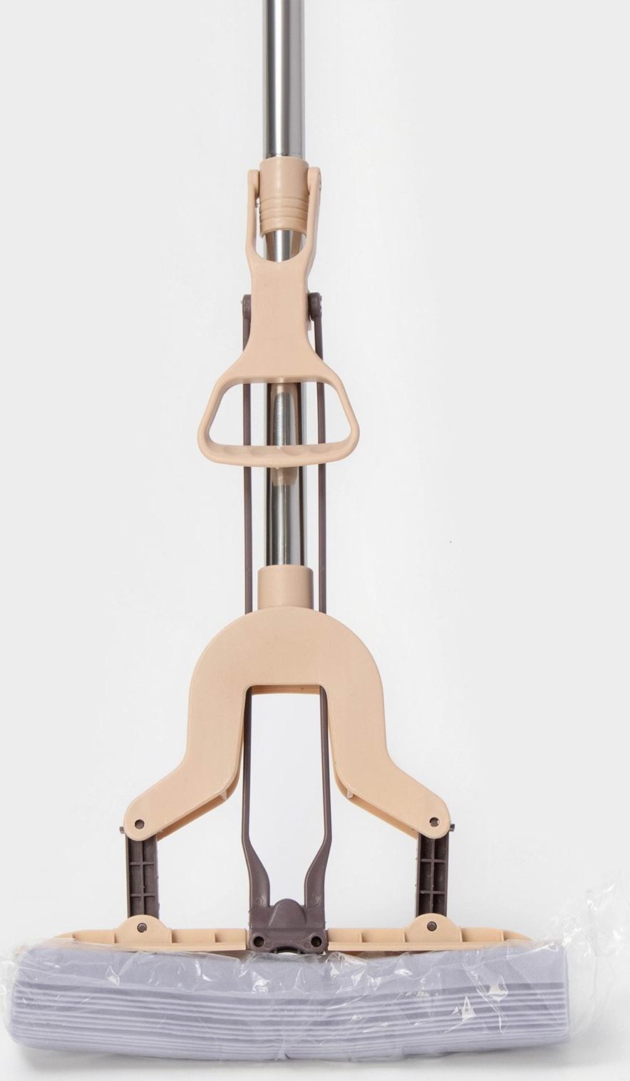 Швабра для мытья пола PVA Доляна, со складным отжимом, насадка 27×6 см, стальная составная ручка 116 см