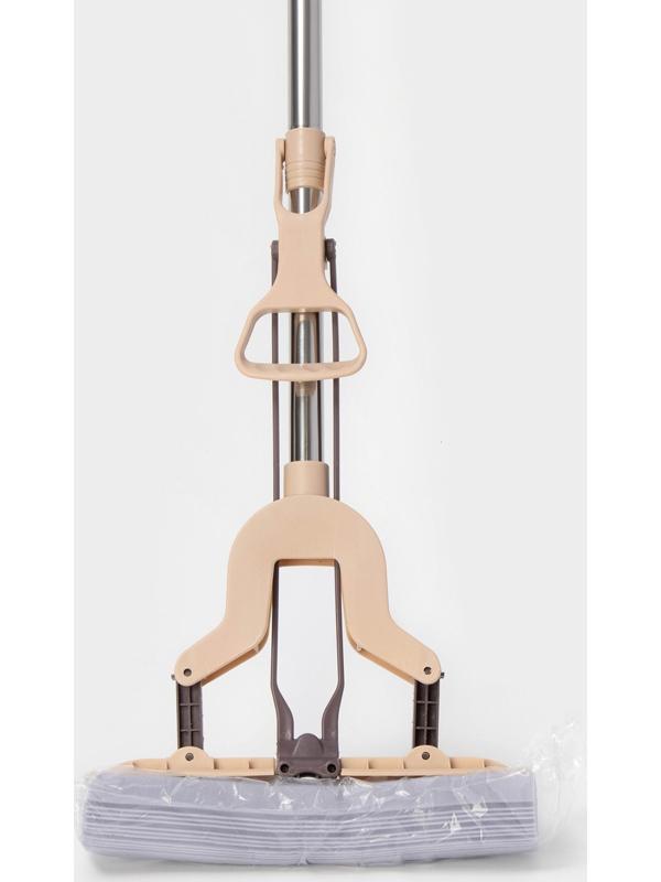 Швабра для мытья пола PVA Доляна, со складным отжимом, насадка 27×6 см, стальная составная ручка 116 см