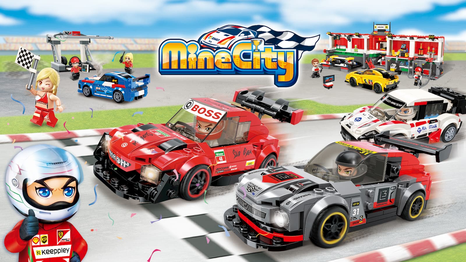 Конструктор Qman «Гонки на полной скорости» 4202 Mine City: Racing Car Series / 450 деталей