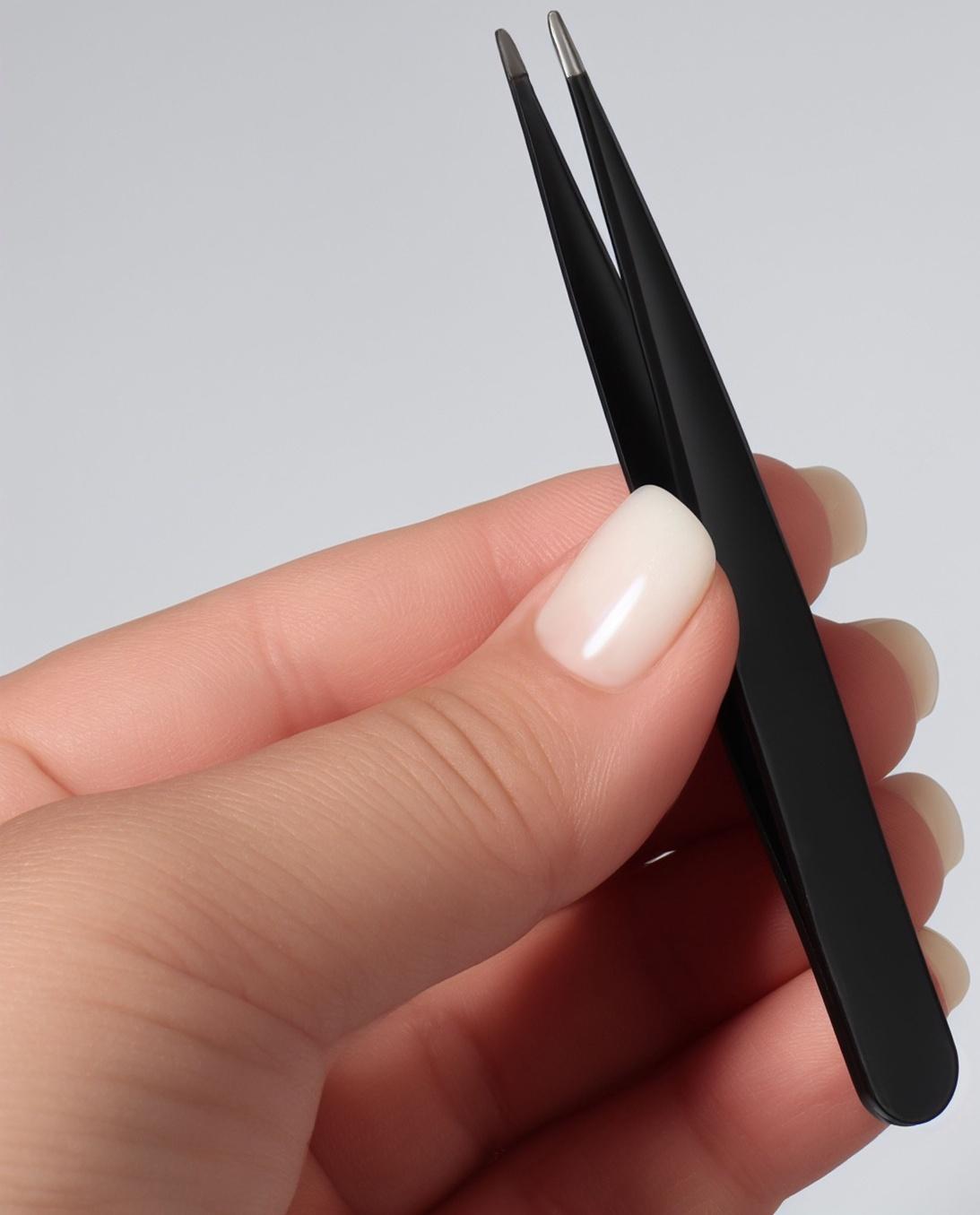 Пинцет заострённый, 9.5 см, цвет чёрный