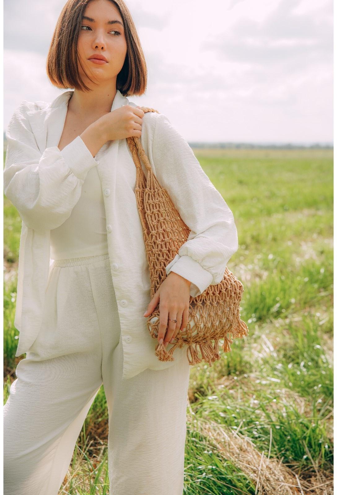 Сумка женская SL Home, ручное плетение, хлопок, длина ручек 15 см, 40×32 см