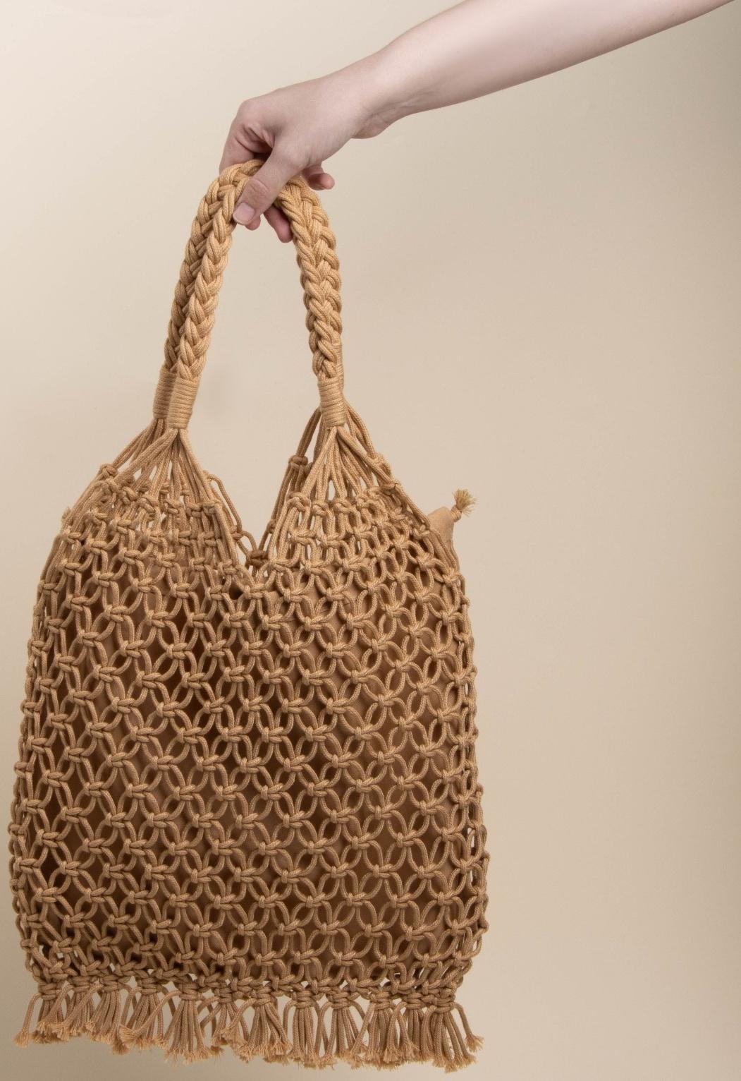 Сумка женская SL Home, ручное плетение, хлопок, длина ручек 15 см, 40×32 см