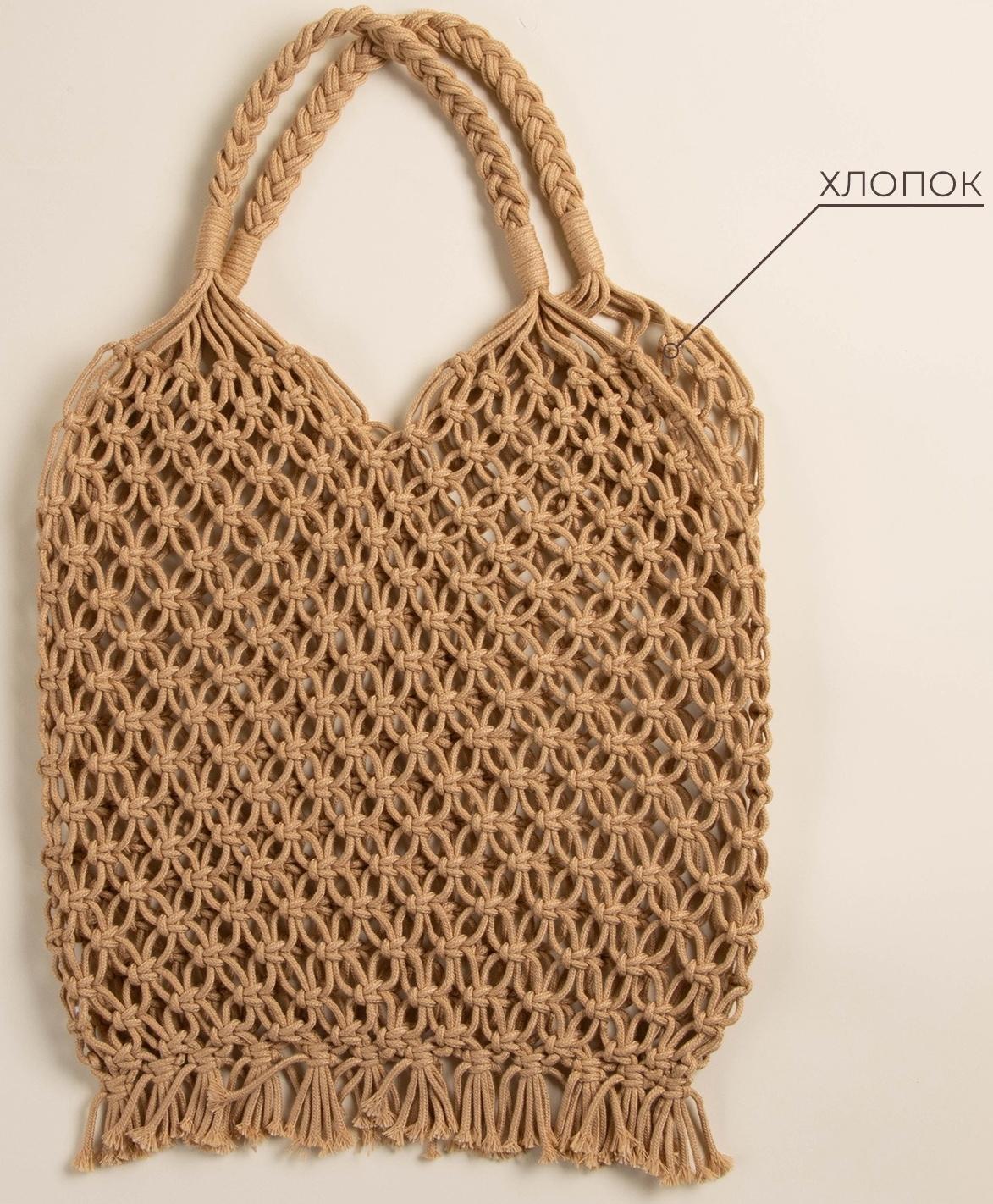 Сумка женская SL Home, ручное плетение, хлопок, длина ручек 15 см, 40×32 см