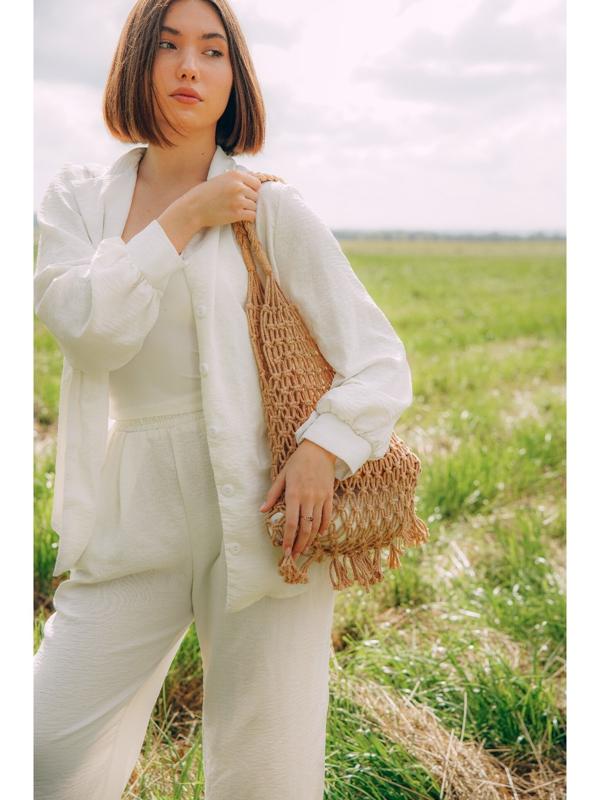 Сумка женская SL Home, ручное плетение, хлопок, длина ручек 15 см, 40×32 см