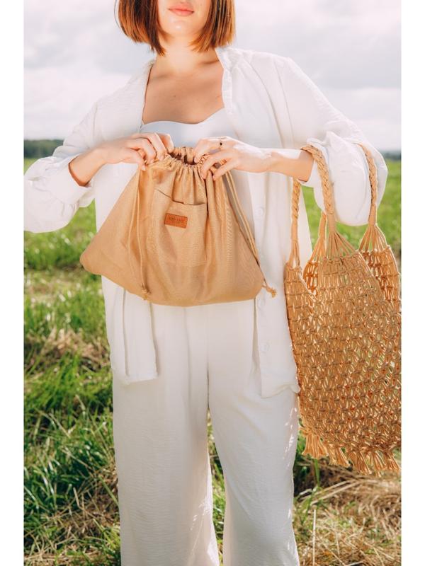 Сумка женская SL Home, ручное плетение, хлопок, длина ручек 15 см, 40×32 см