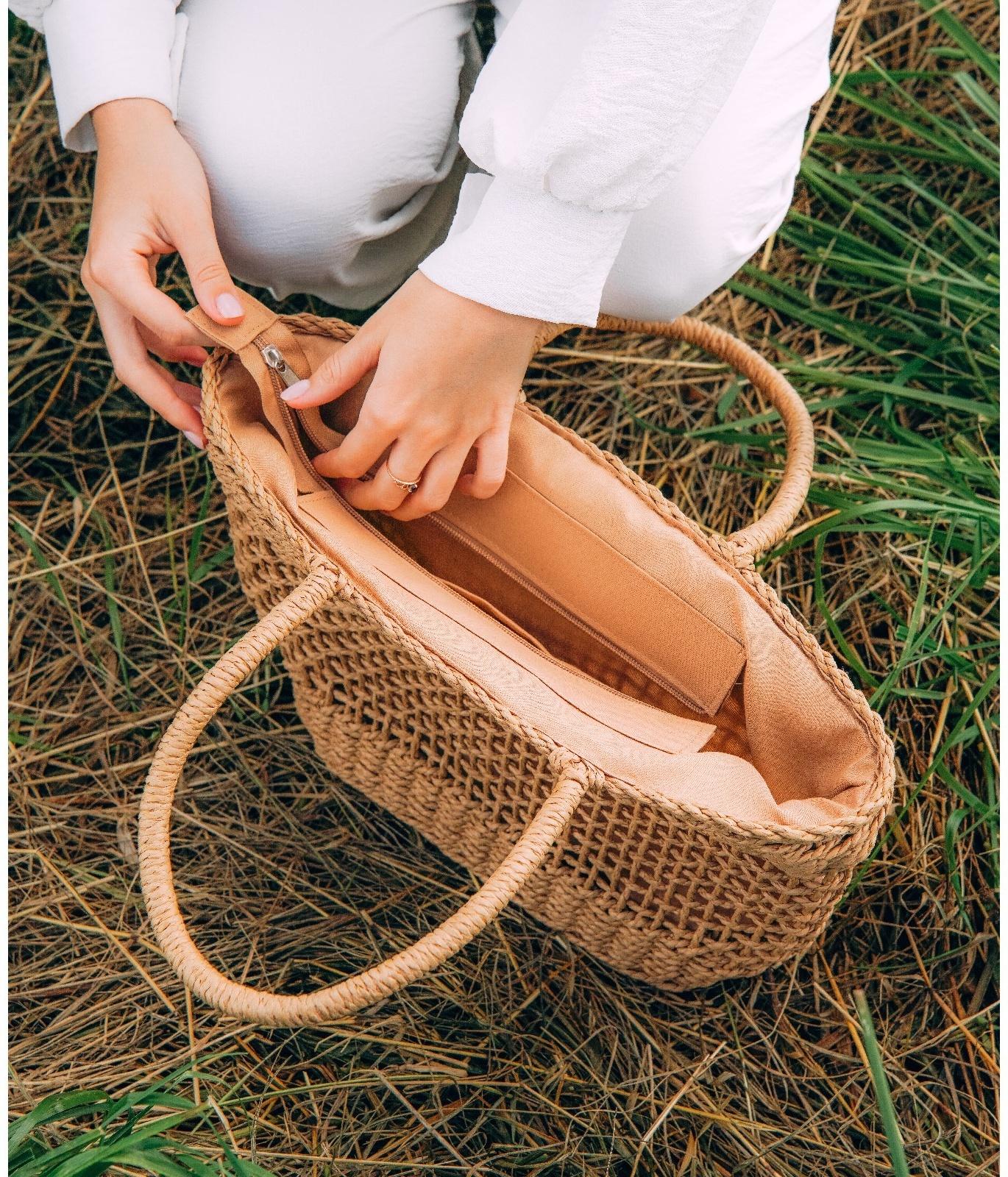 Сумка женская SL Home, ручное плетение, хлопок, длина ручек 18,5 см, 40×27 см