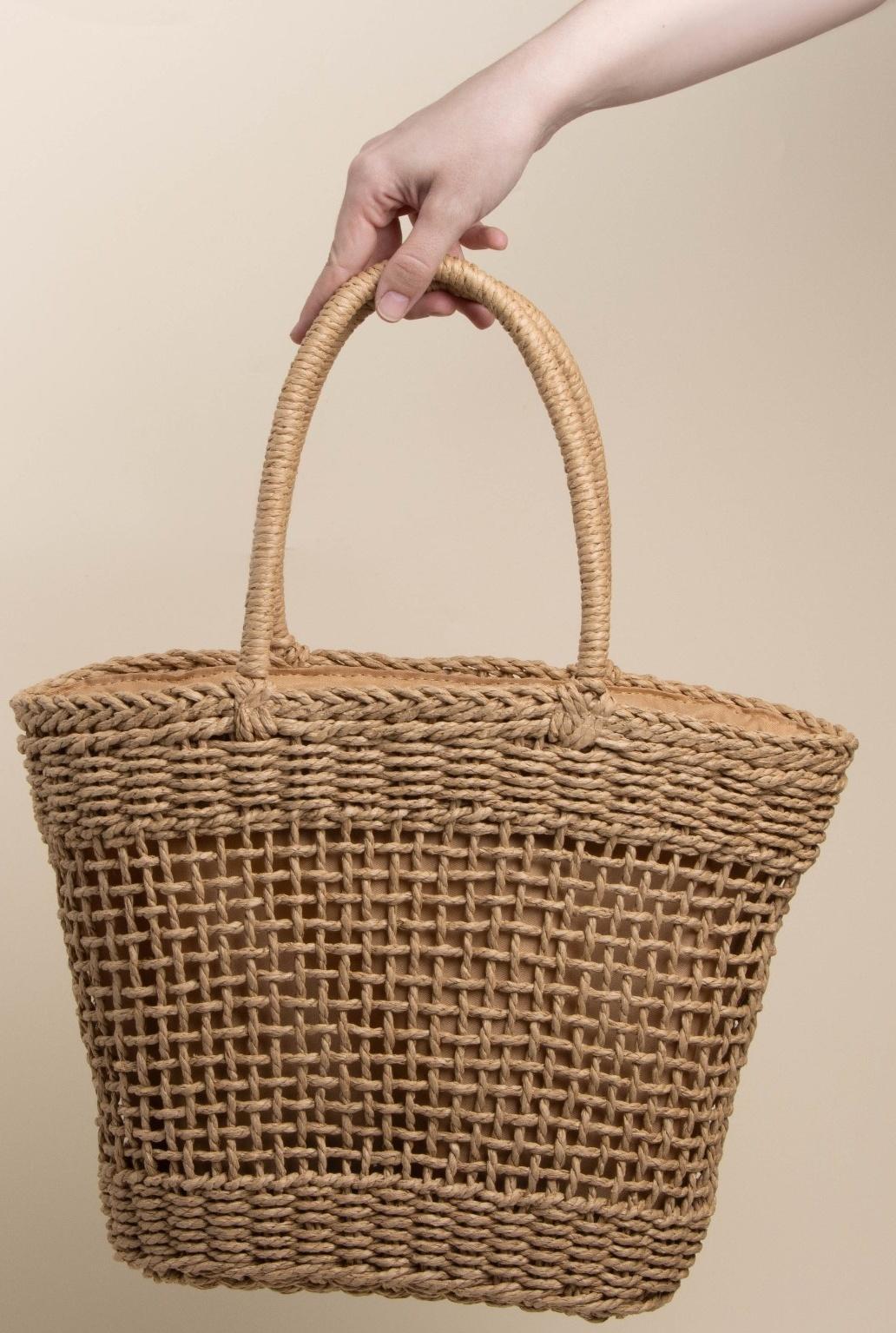 Сумка женская SL Home, ручное плетение, хлопок, длина ручек 18,5 см, 40×27 см