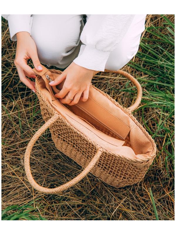 Сумка женская SL Home, ручное плетение, хлопок, длина ручек 18,5 см, 40×27 см