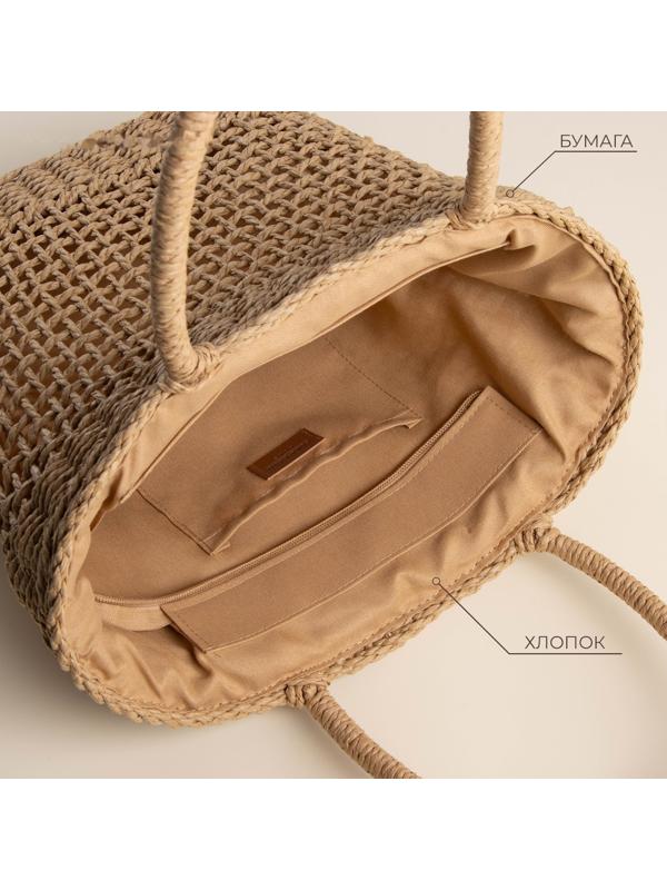 Сумка женская SL Home, ручное плетение, хлопок, длина ручек 18,5 см, 40×27 см