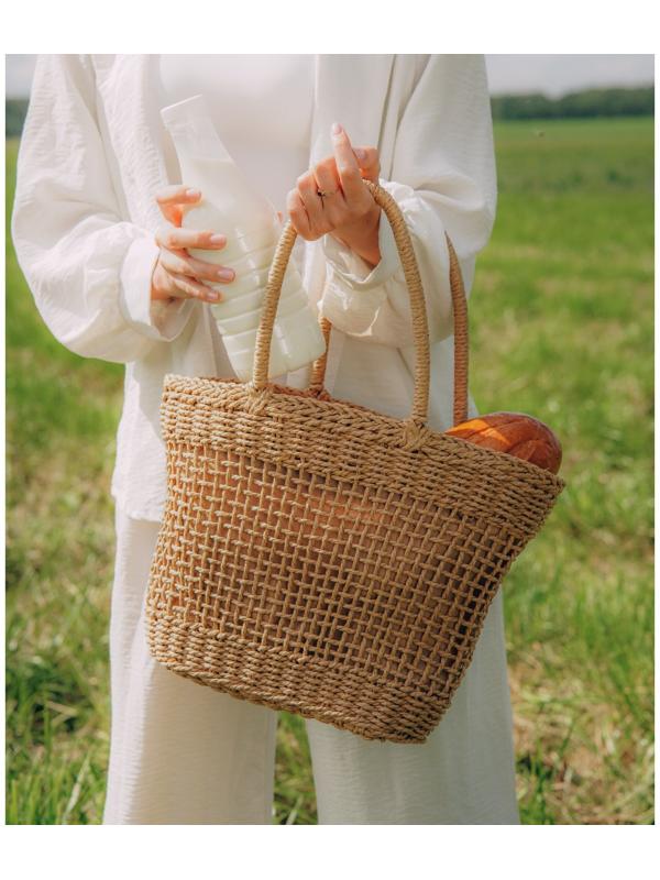 Сумка женская SL Home, ручное плетение, хлопок, длина ручек 18,5 см, 40×27 см