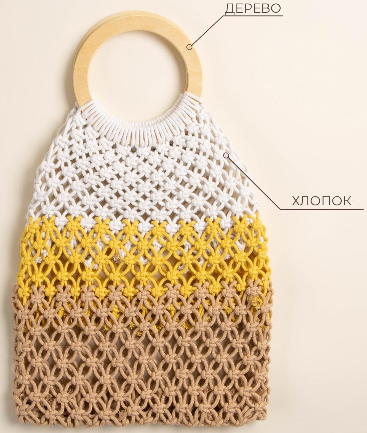 Сумка женская SL Home, ручное плетение, хлопок, кольцо 14,5 см, 30×45 см
