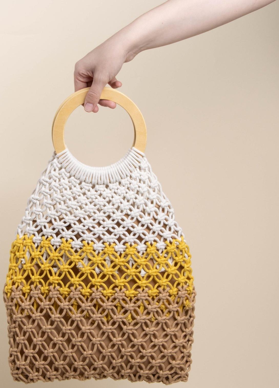 Сумка женская SL Home, ручное плетение, хлопок, кольцо 14,5 см, 30×45 см