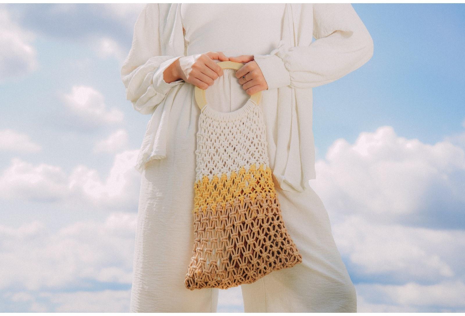 Сумка женская SL Home, ручное плетение, хлопок, кольцо 14,5 см, 30×45 см