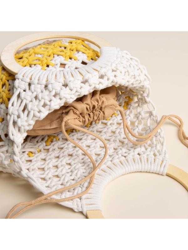 Сумка женская SL Home, ручное плетение, хлопок, кольцо 14,5 см, 30×45 см