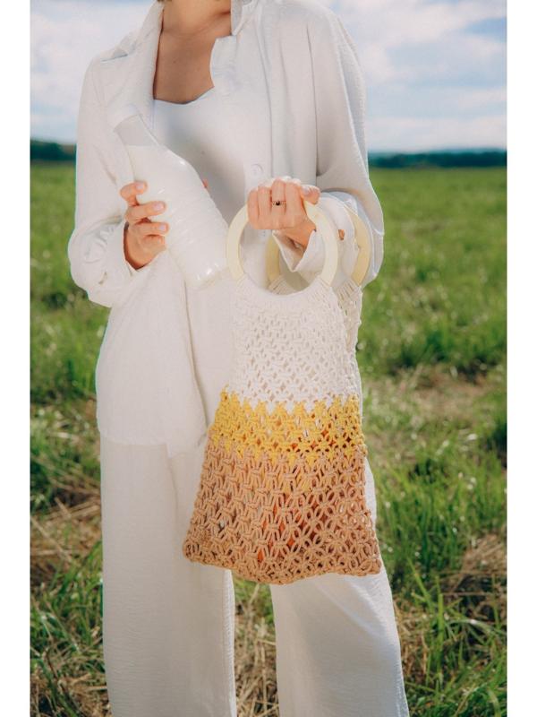 Сумка женская SL Home, ручное плетение, хлопок, кольцо 14,5 см, 30×45 см