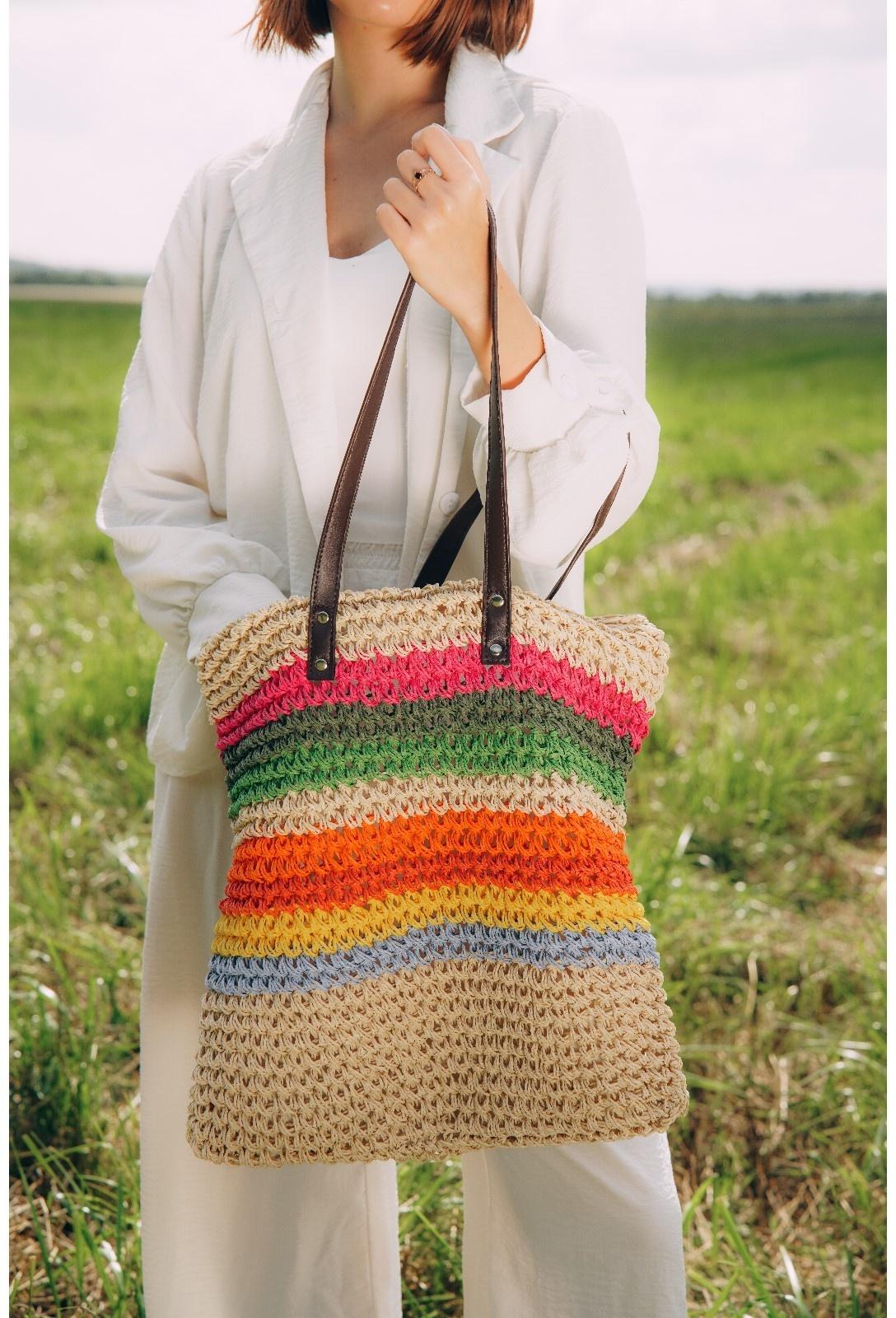 Сумка женская SL Home, ручное плетение, хлопок, длина ручек 28 см, 41×40 см