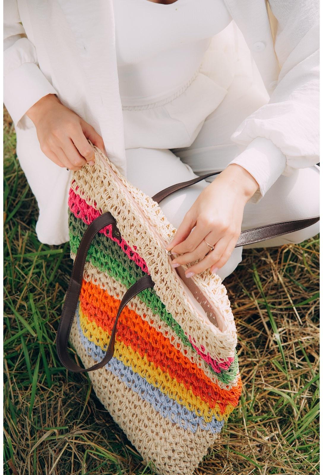 Сумка женская SL Home, ручное плетение, хлопок, длина ручек 28 см, 41×40 см