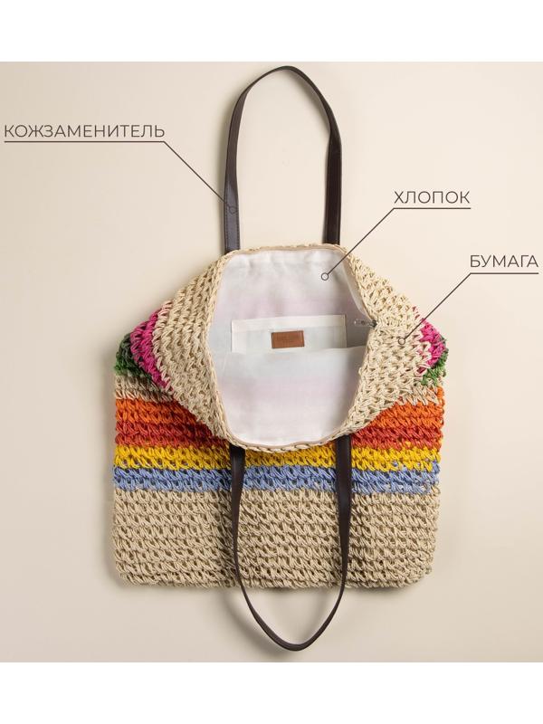 Сумка женская SL Home, ручное плетение, хлопок, длина ручек 28 см, 41×40 см