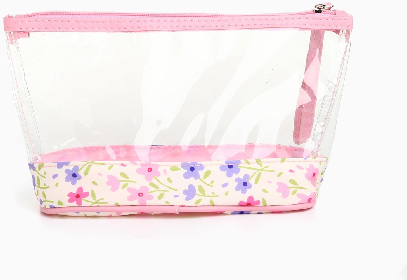 Набор простых косметичек на молниях 2 в 1, с принтом «Полевые цветы», нежно-розовый
