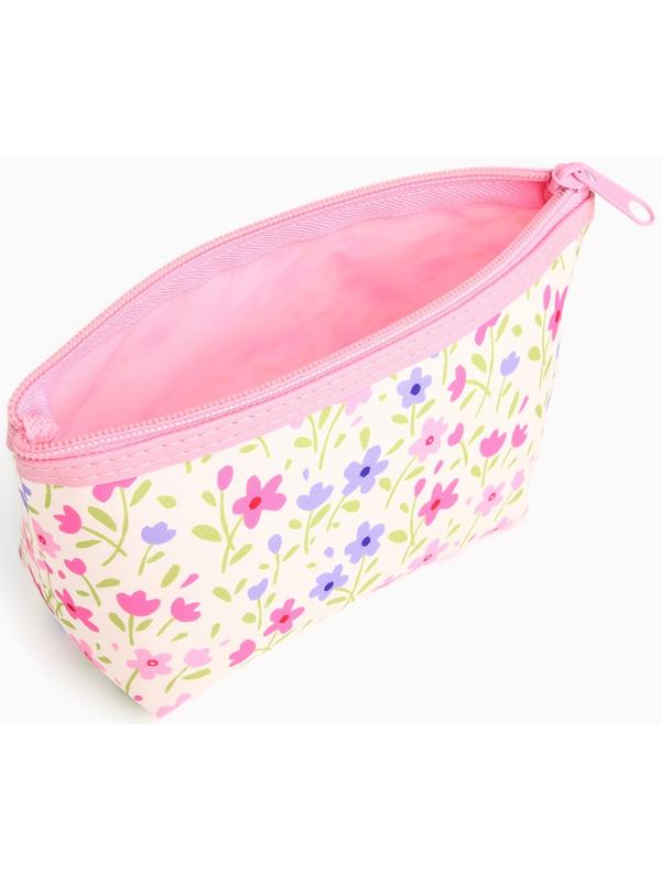 Набор простых косметичек на молниях 2 в 1, с принтом «Полевые цветы», нежно-розовый