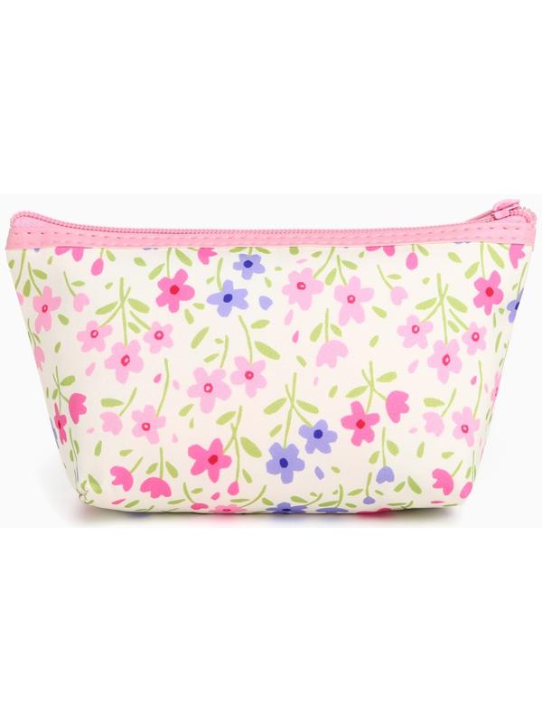 Набор простых косметичек на молниях 2 в 1, с принтом «Полевые цветы», нежно-розовый