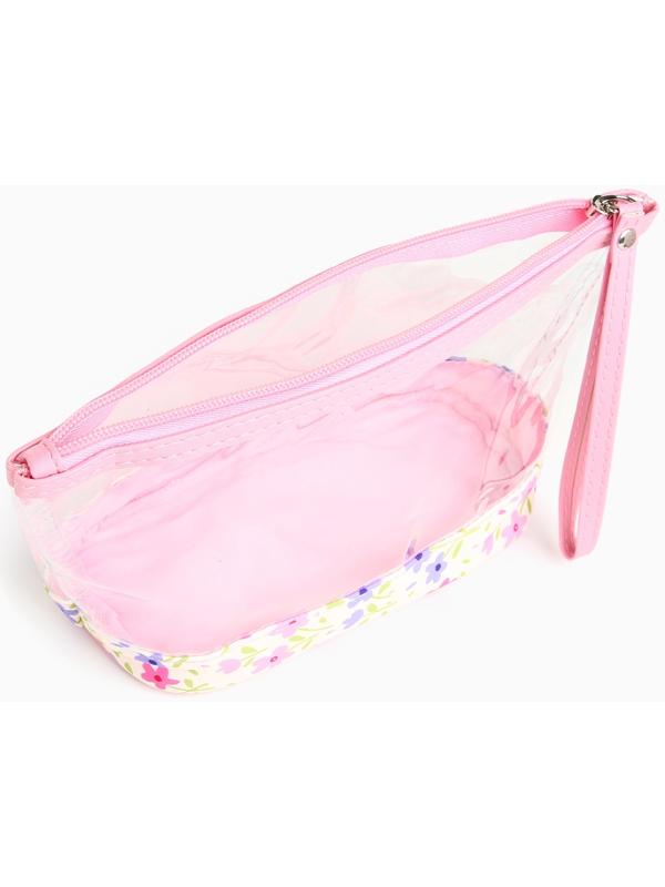 Набор простых косметичек на молниях 2 в 1, с принтом «Полевые цветы», нежно-розовый