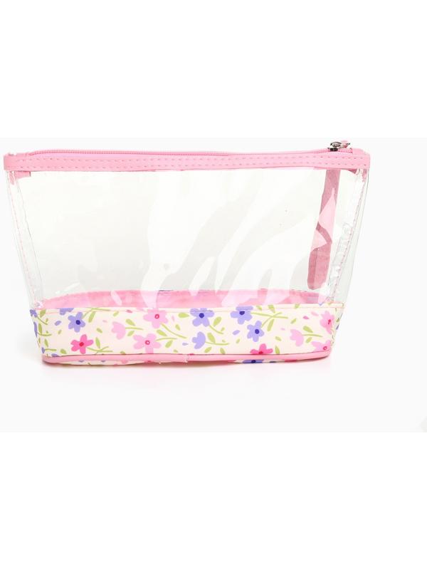 Набор простых косметичек на молниях 2 в 1, с принтом «Полевые цветы», нежно-розовый