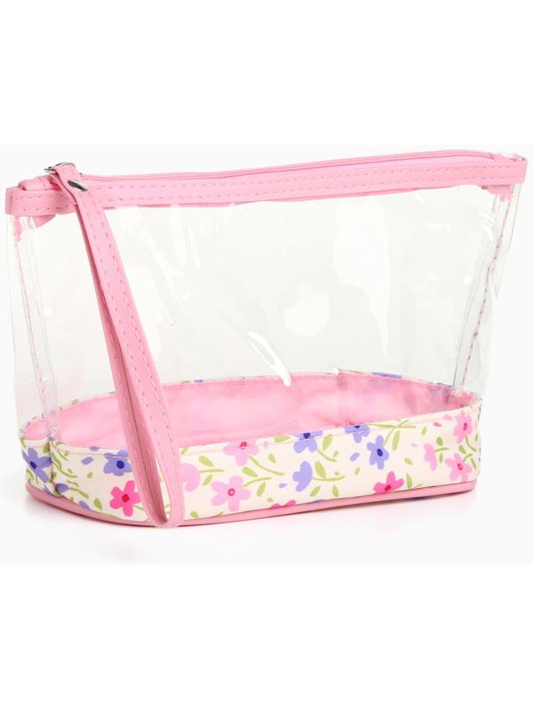 Набор простых косметичек на молниях 2 в 1, с принтом «Полевые цветы», нежно-розовый