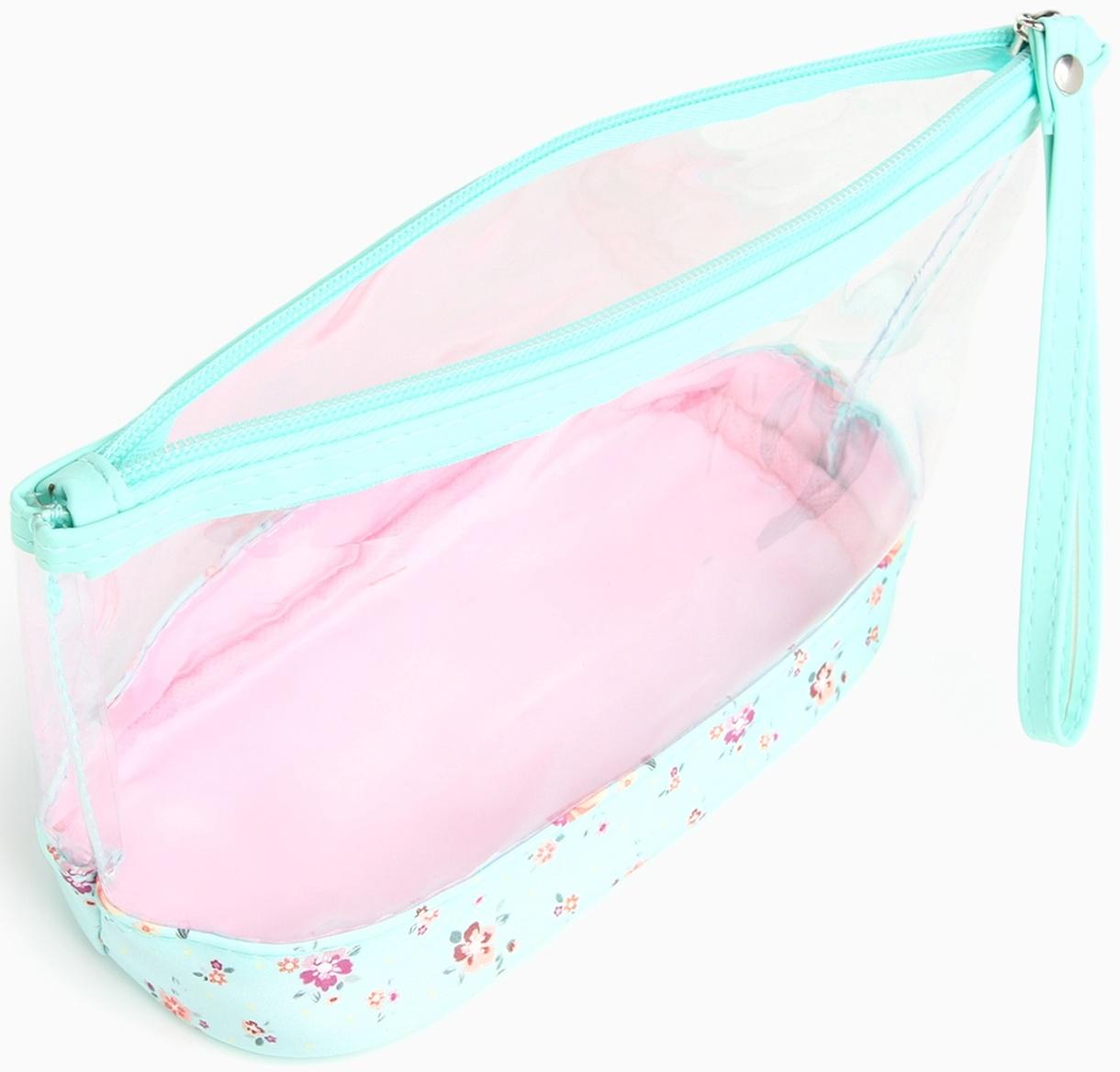 Набор простых косметичек на молниях 2 в 1, с принтом «Полевые цветы», мятный