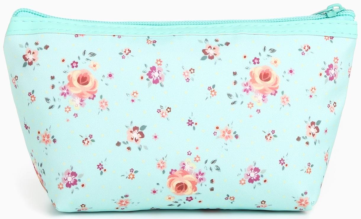 Набор простых косметичек на молниях 2 в 1, с принтом «Полевые цветы», мятный