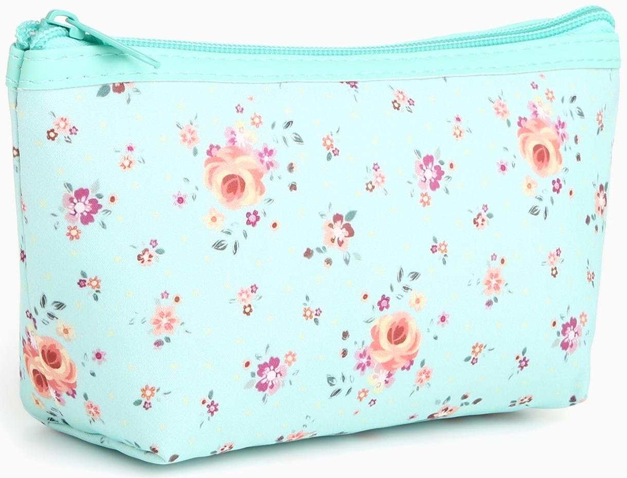 Набор простых косметичек на молниях 2 в 1, с принтом «Полевые цветы», мятный