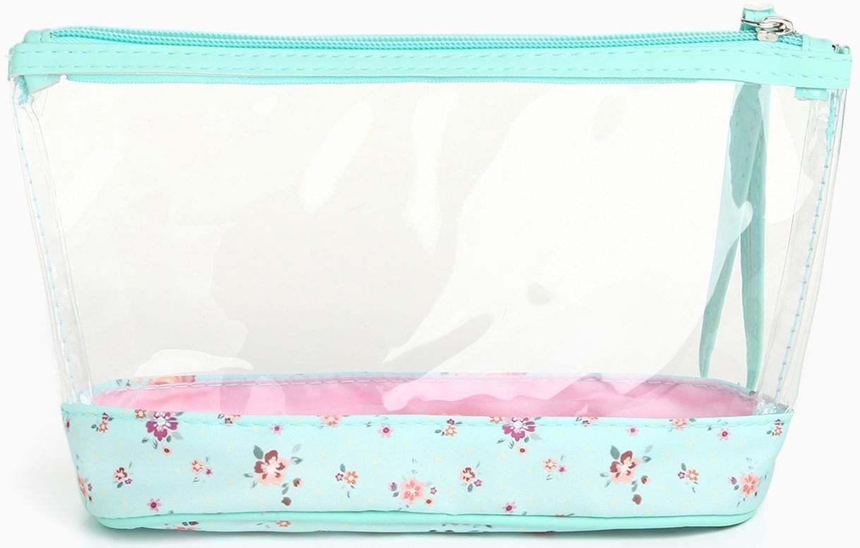 Набор простых косметичек на молниях 2 в 1, с принтом «Полевые цветы», мятный