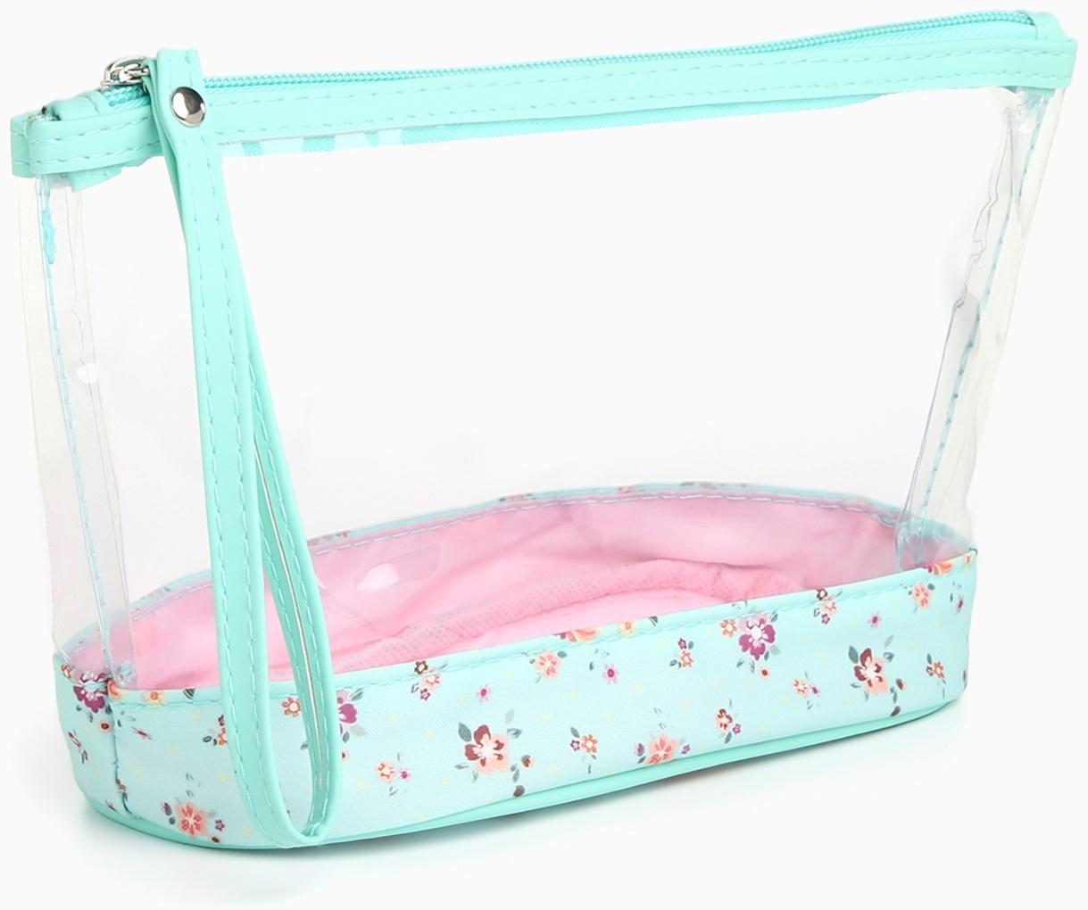 Набор простых косметичек на молниях 2 в 1, с принтом «Полевые цветы», мятный