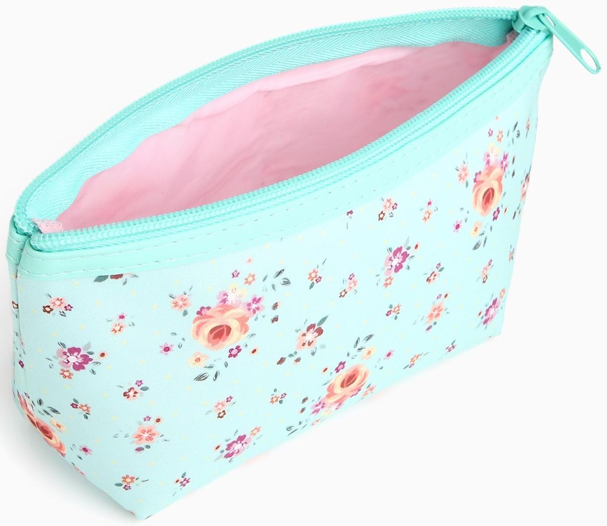 Набор простых косметичек на молниях 2 в 1, с принтом «Полевые цветы», мятный