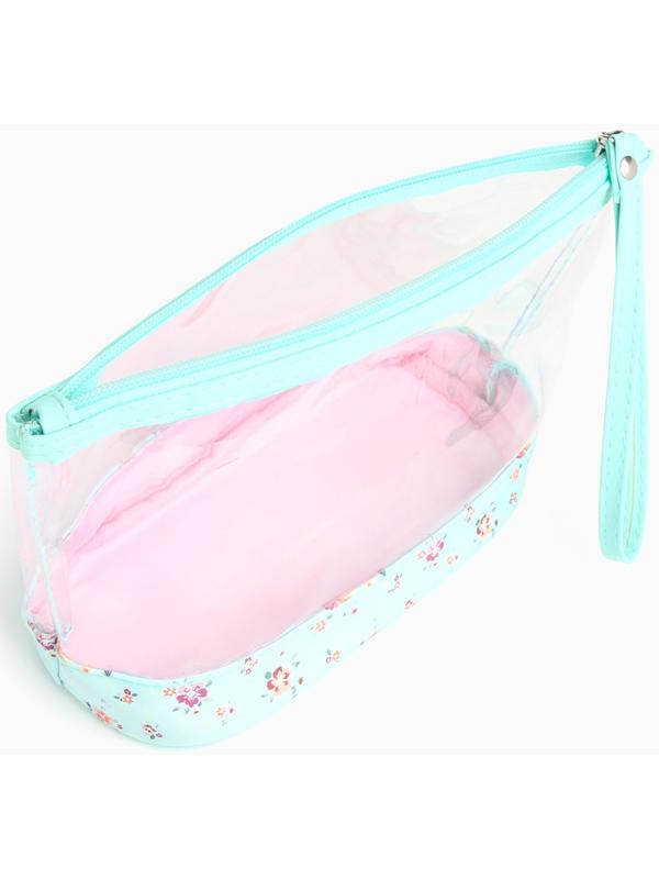 Набор простых косметичек на молниях 2 в 1, с принтом «Полевые цветы», мятный
